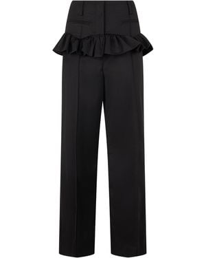 Ganni Pants With Ruffles - Black