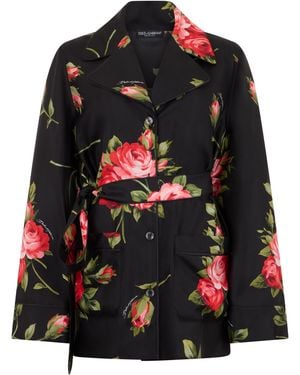 Dolce & Gabbana Silk Floral Jacket - Black