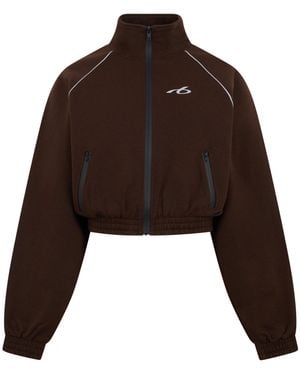 Balenciaga Cropped Hoodie With Zip - Brown