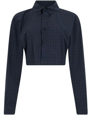 Gucci Camicia cropped a quadri - Blu