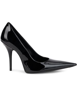 Balenciaga Style Pointed-Toe Patent Leather Décolletés With High Heel - Black