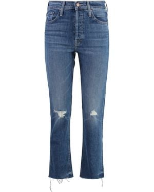 Mother Tomcat Cropped Skinny Jeans Cotton - Blue