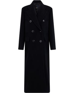 Pinko Long Double-Breasted Coat - Black