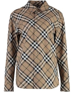 Burberry Check Pattern Wool Blend Shirt - Grey