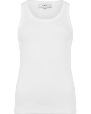 Vince Sleeveless Ribbed Top Cotton Vests & Tank Tops - White