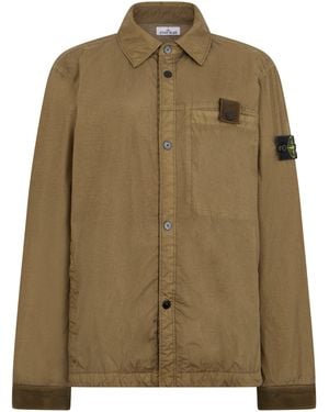Stone Island Raincoat With Buttons - Green