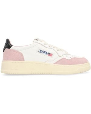 Autry Leather Trainers With Contrasting Heel Cow Hide Trainers - White