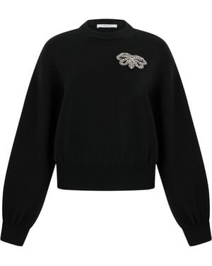 Givenchy Pullover in lana e cotone con fiocco ricamato - Nero