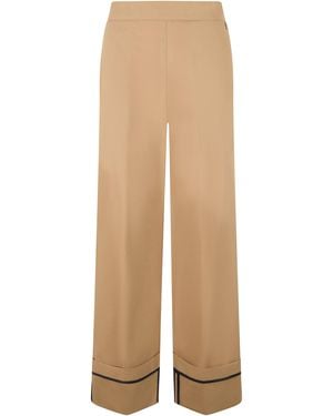 Herno Wide Leg Trousers With Hem - Natural