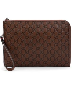 Gucci Gg Emblem Pouch Bag - Brown
