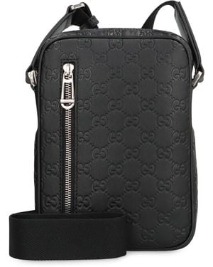 Gucci Gg Emblem Shoulder Bag Small Size - Black