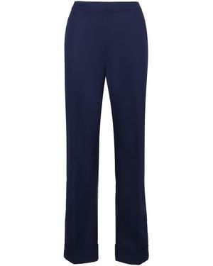 Aspesi High-Rise Cotton Trousers Straight - Blue