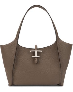 Tod's Borsa Shopping T Timeless in pelle - Marrone