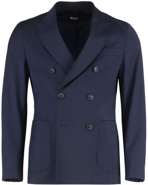 BOSS Double-Breasted Jacket - Blue