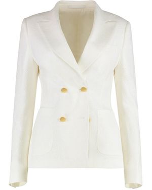 0205 Tagliatore J-Coral Boucle Jersey Single-Breasted Jacket - White