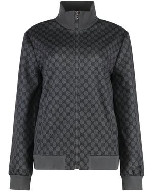 Gucci Cotton Blend Full-Zip Sweatshirt Polyester Sweatshirts - Black