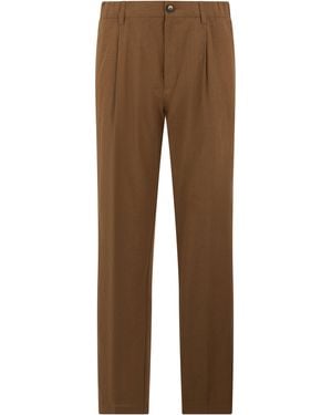 Herno Linen And Cotton Pants - Brown