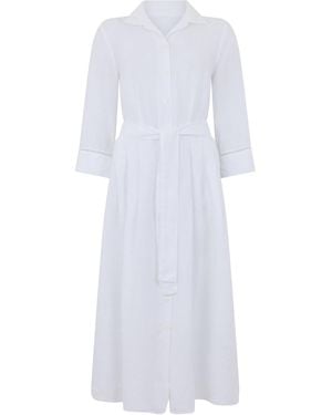 120% Lino Long Linen Dress - White