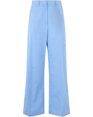 GIUSEPPE DI MORABITO Straight Trousers With Decorative Crystals - Blue