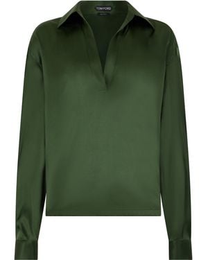 Tom Ford Silk Stretch Blouse - Green