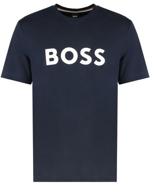 BOSS T-shirt in cotone con logo - Blu