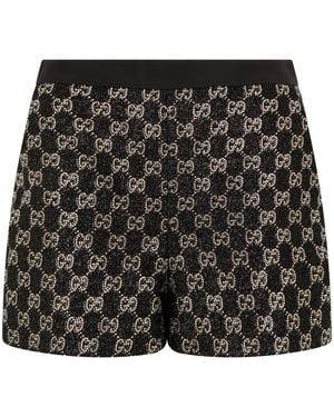 Gucci Pantaloni corti con strass - Nero
