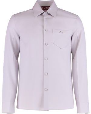 Gucci Wool Gabardine Slim-Fit Shirt - Purple