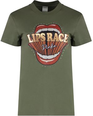 Pinko Cotton Crew-Neck T-Shirt - Green