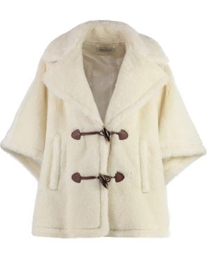 Max Mara Vegan Fur Jacket With Toggle Buttons - White