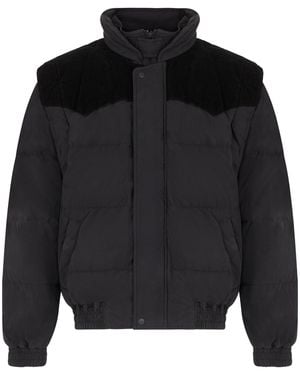 Isabel Marant Down Jacket With Velvet Yoke Cotton Padded - Black