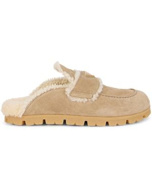 Prada Slippers con pelo - Neutro