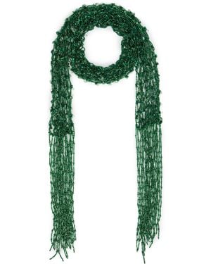 Dries Van Noten Collana sciarpa con perline - Verde