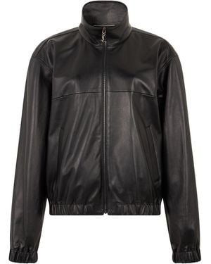Saint Laurent Leather Jacket With Zip - Black