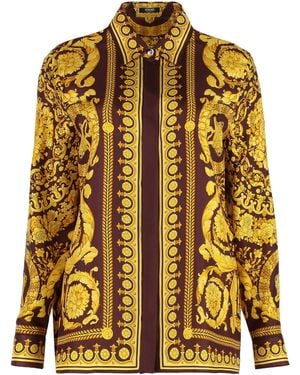 Versace Baroque Silk Shirt - Yellow