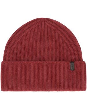 Vince Ribbed Knit Wool Beanie Hat - Red