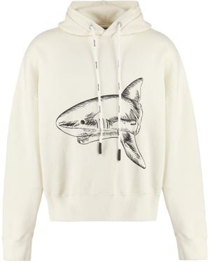 Palm Angels Cotton Hoodie Main Cotton; Rib Jumpers - White
