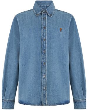 Ami Paris Denim Shirt With Long Sleeves - Blue