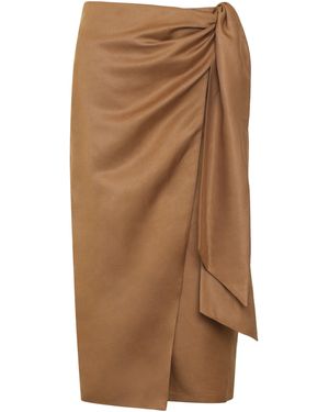 Max Mara Tequila Linen And Silk Skirt - Brown