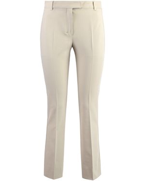 Max Mara Stretch Viscose Trousers With Flared Hem - Grey