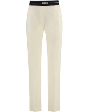 MSGM Wool Trousers Virgin Straight - Natural