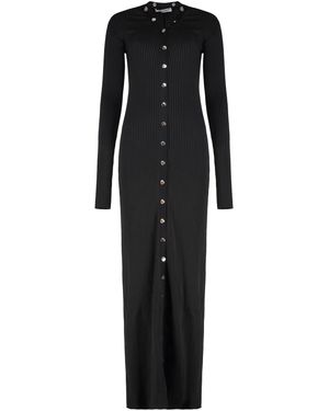 The Attico Long Knitted Cardigan Viscose Cardigans - Black