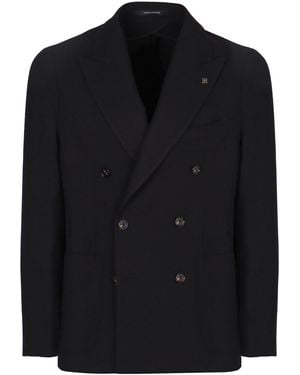 Tagliatore Double-Breasted Virgin Wool Jacket - Black