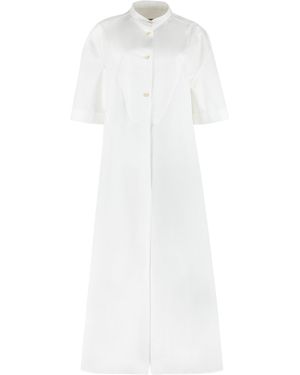 Jil Sander Cuffed Sleeve Cotton Shirtdress - White