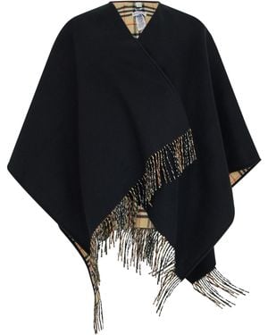 Burberry Shawl With Fringes - Black