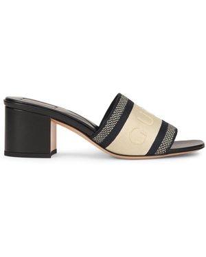 Gucci Sandal With Medium Heel And Strap - Natural
