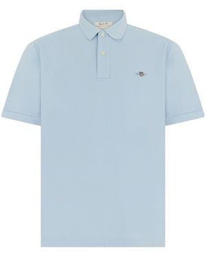 GANT Cotton Polo With Short Sleeves - Blue