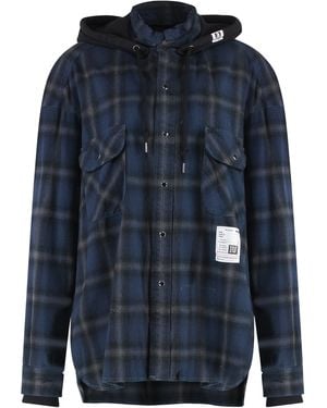 Maison Mihara Yasuhiro Check Print Cotton Shirt - Blue