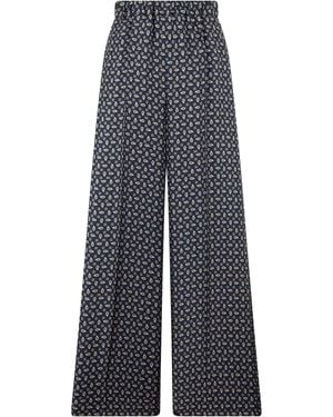 Max Mara Wide Leg Silk Trousers - Blue