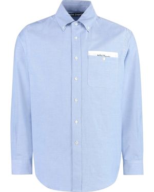 Palm Angels Button-Down Collar Cotton Shirt - Blue