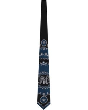 Versace Printed Silk Tie - Blue